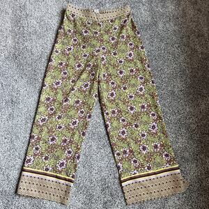 Cupcakes And Cashmere Women’s Wide Leg Floral Pants Boho Elastic Waist Medium